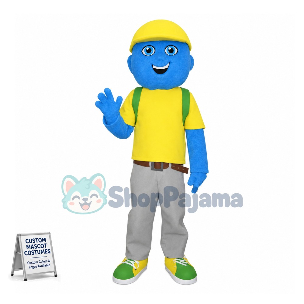 Blue Schoolboy Mascot Costume 