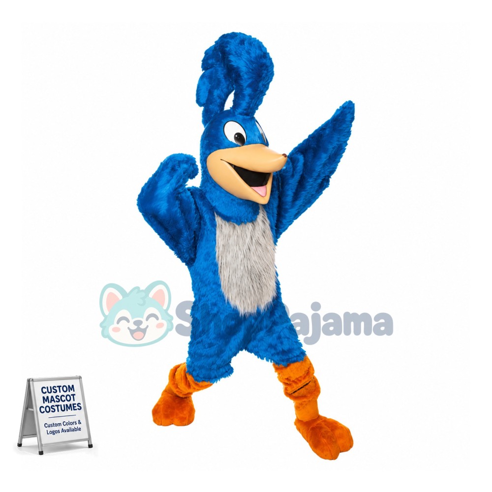Blue Roadrunner Mascot Costume 