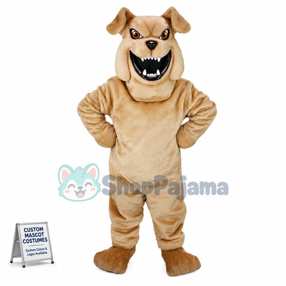 Laughing Light Brown Bulldog Mascot Costume  