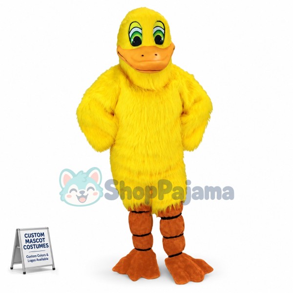 Yellow Duck Long Fur Mascot Costume  