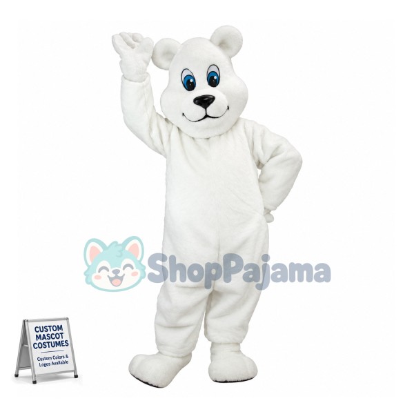Cute White Bear Mascot Costume  