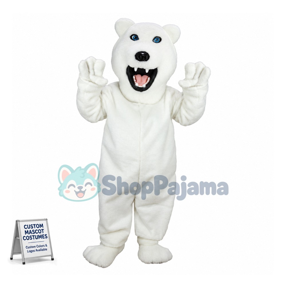 White Bear Cub Mascot Costume 