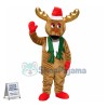 Xmas Red Nosed Reindeer With Golden Antlers Mascot Costume 