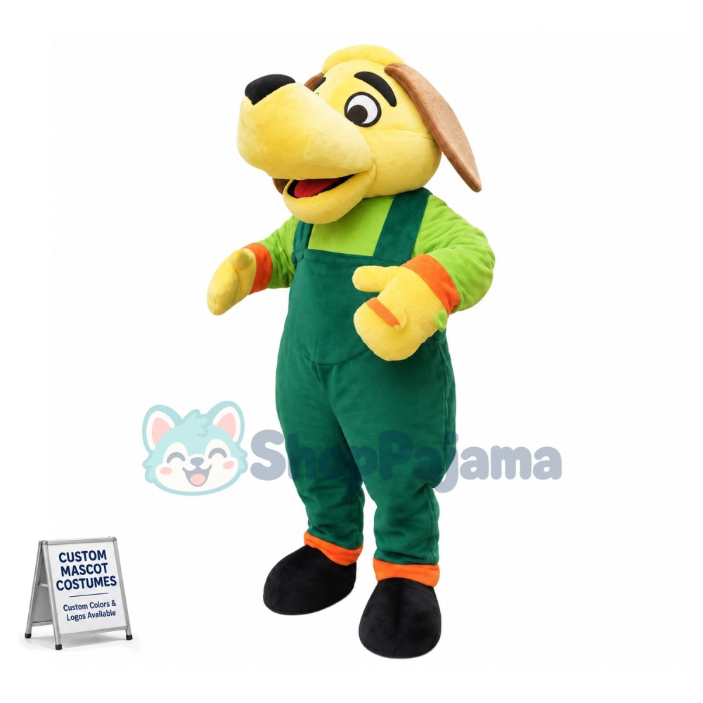Adult Cartoon Yellow Dog Mascot Costume Fancy Dress Outfit 
