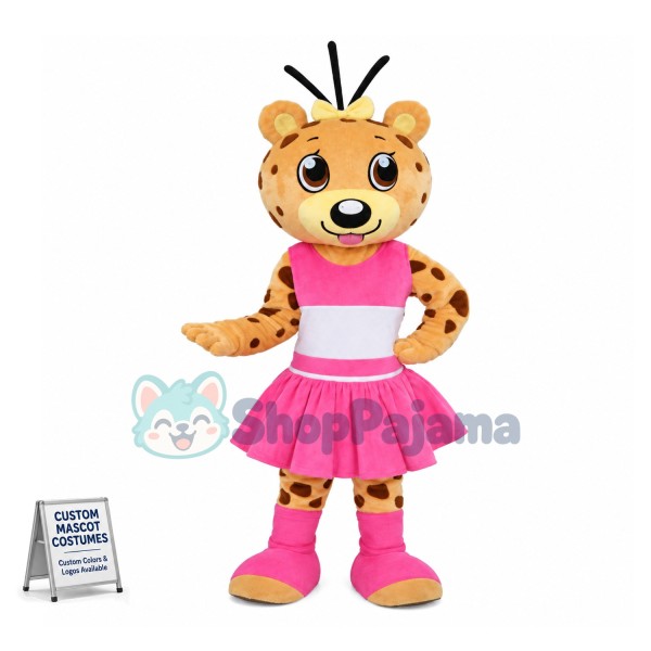 Lovely Cheerleader Leopard Mascot Costume 