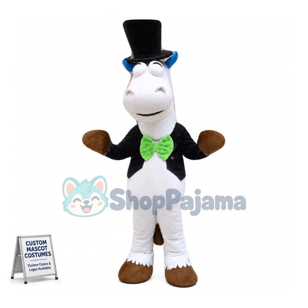 Gentleman White Hippopotamus Mascot Costume 