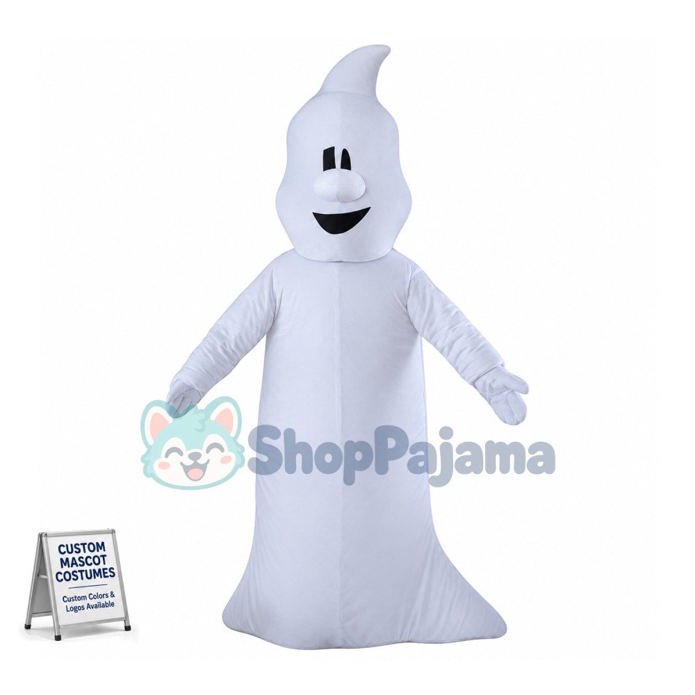 Halloween White Ghost Mascot Costume 