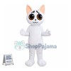 Innocent Frowning White Cat Mascot Costume 