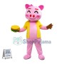 Cute Pink Pig Girl With Hamburger Mascot Costume 