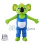 Adult Cartoon Green Koala in blue overalls Mascot Costume	
