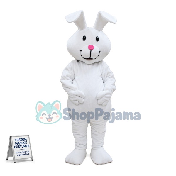 Simple Style White Bunny Mascot Costume 