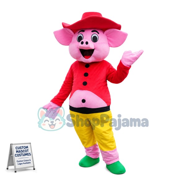 Happy Lightweight Pink Pig Mascot Costume Fancy Dress Costume 