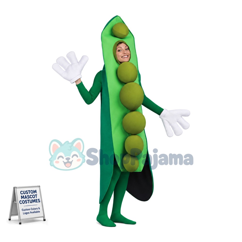 Adult Size Peas Pod Mascot Costume For Halloween Party	