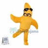 Running Cartoon Yellow Starfish With Sunglasses Mascot Costume Adult Size