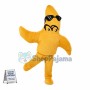Running Cartoon Yellow Starfish With Sunglasses Mascot Costume Adult Size