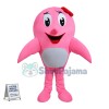 Lovely Cartoon Pink Dolphin With Red Flower Headdress Mascot Costume 