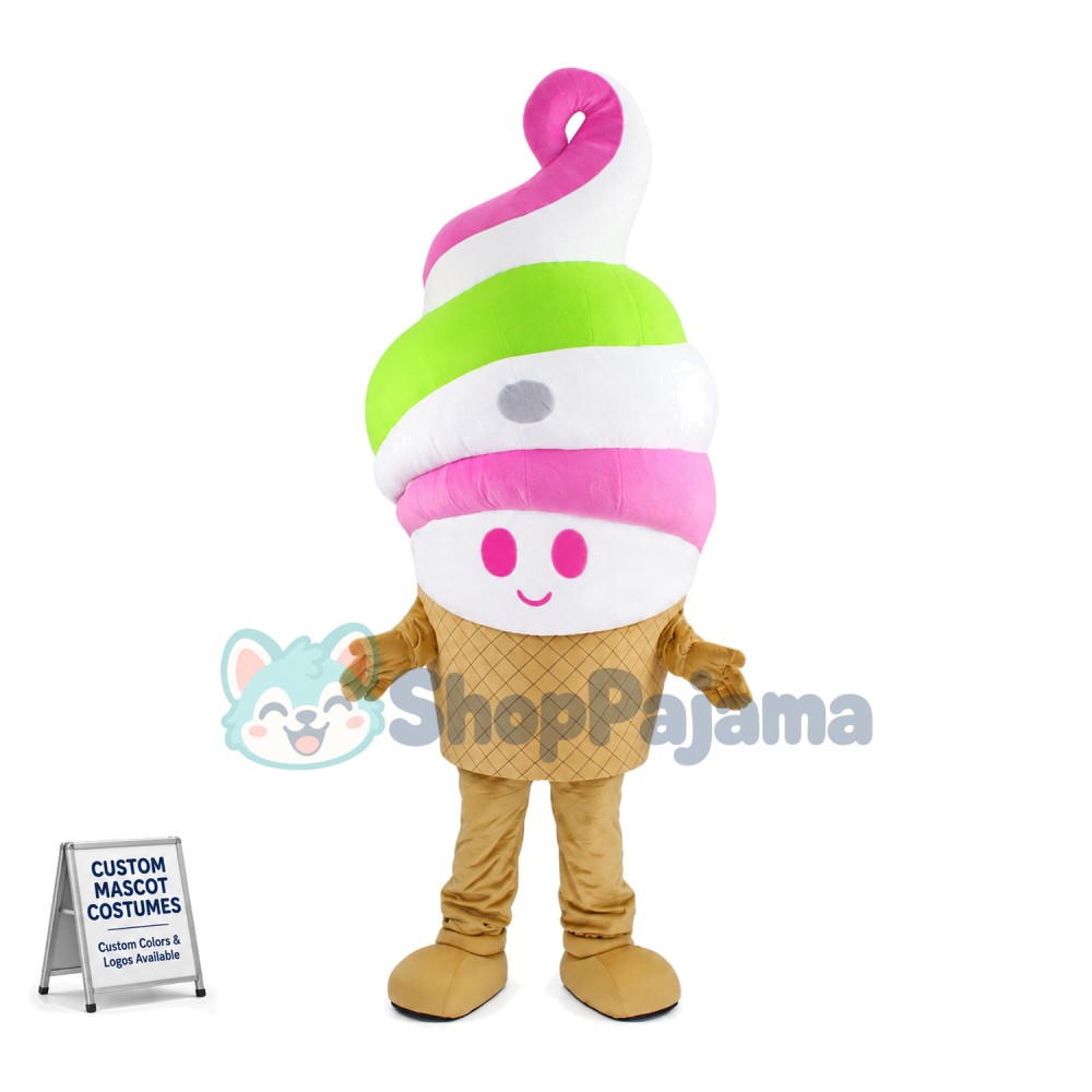 Lightweight Cartoon Rainbow Ice Cream Cone Mascot Costume	