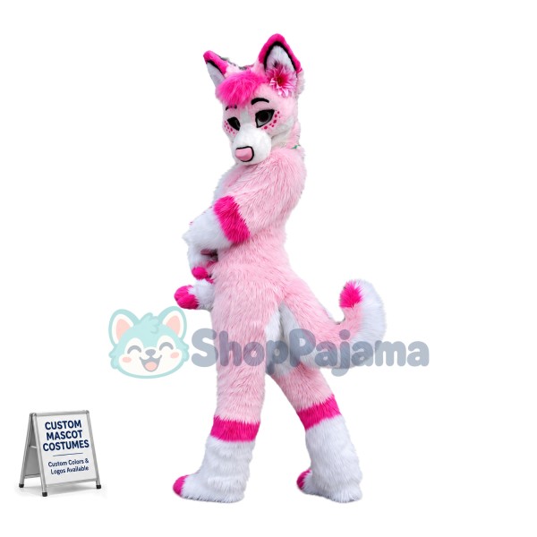 Charming Pink Husky Mascot Costume 