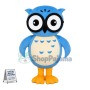 Fluffy Cartoon Blue Owl Mascot Costume	