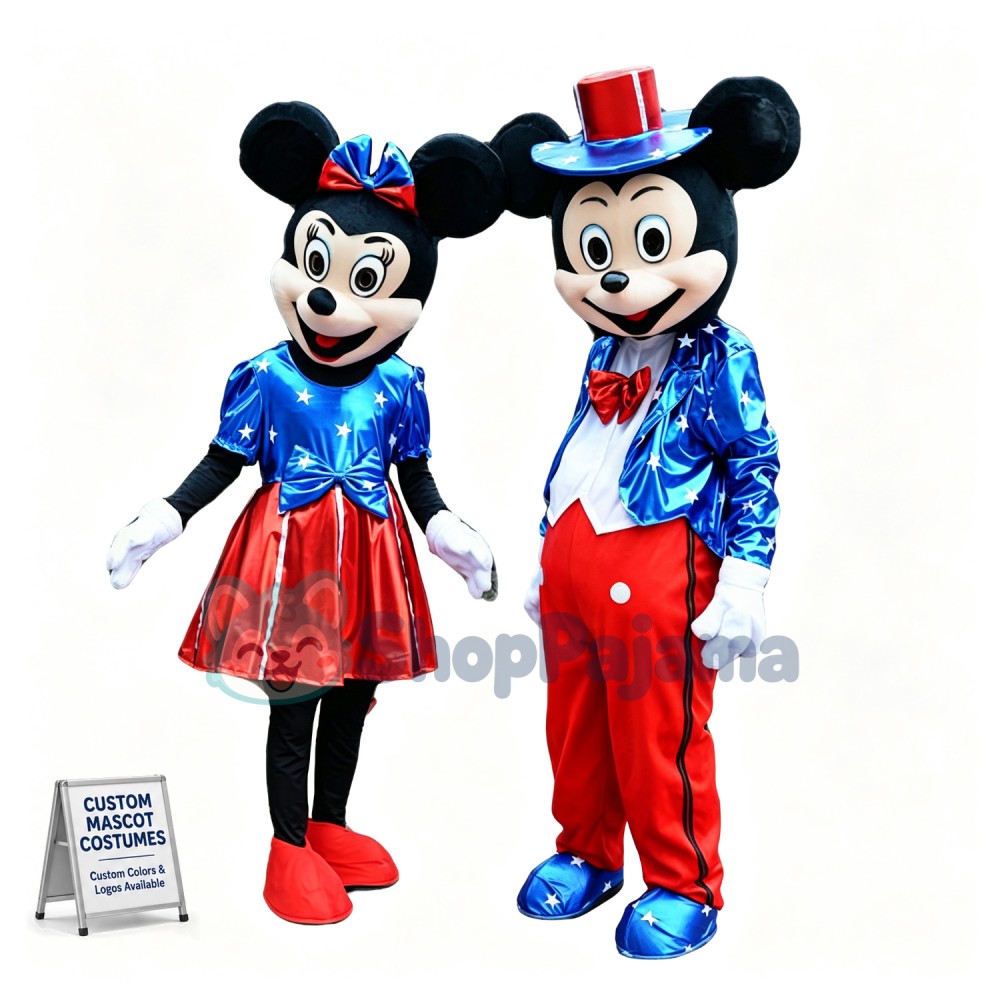 American Mickey Mouse & Minnie Mouse Mascot Costume	