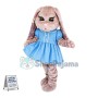 Adult plush Bunny In Blue Dress Mascot Costume 