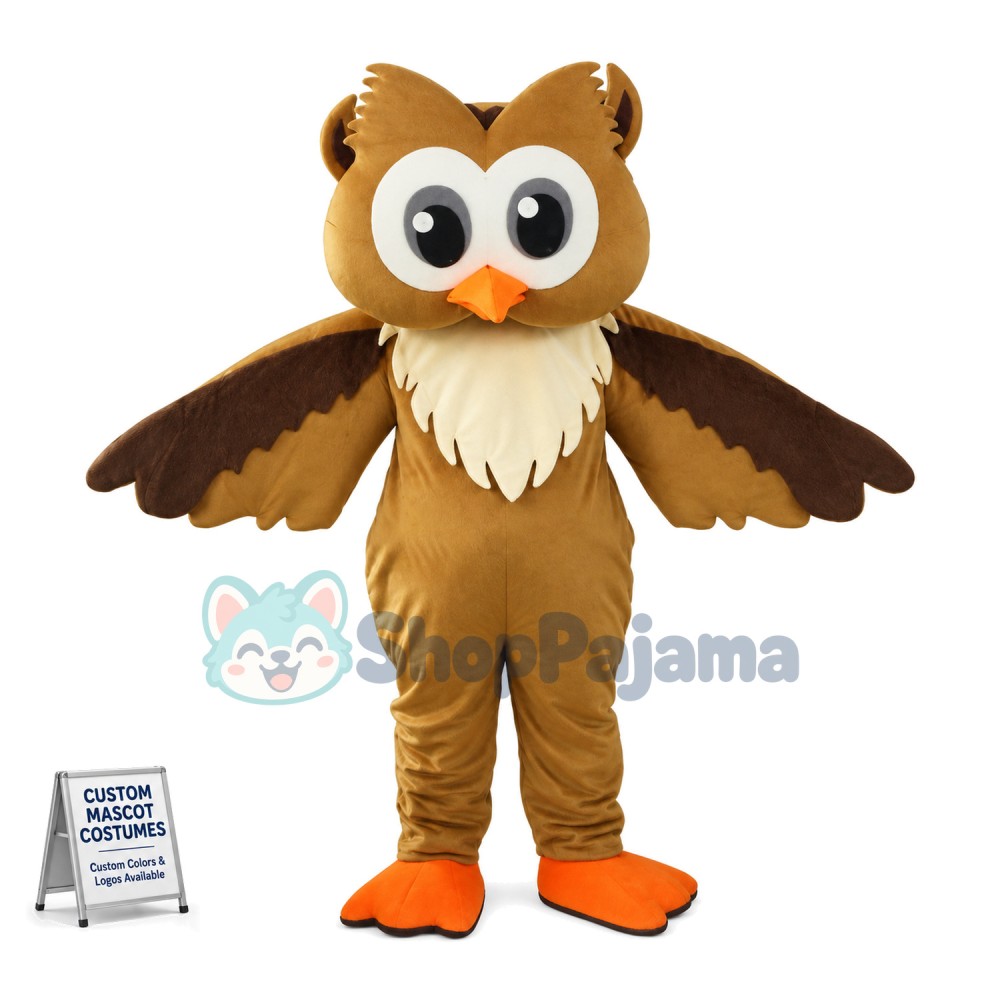 Flying Brown Owl Mascot Costume 