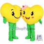 Couple Yellow Love Heart Cartoon Mascot Costume 