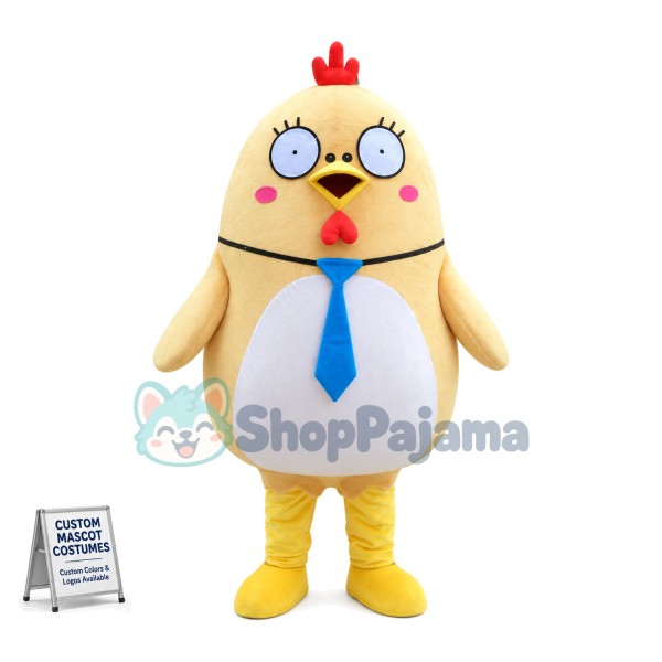 Surprised Chicken With Tie Mascot Costume 