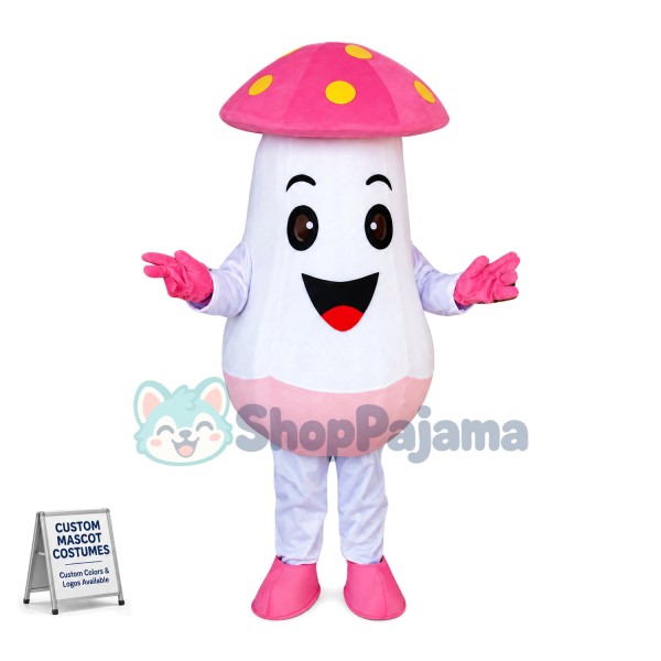 Deluxe Pink Mushroom Cartoon Mascot Costume
