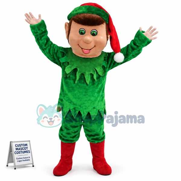 Lovely Green Christmas Elf Mascot Costume 