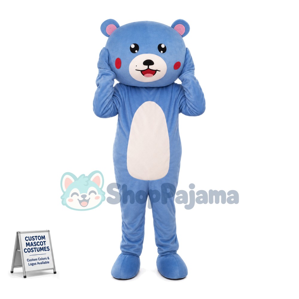 Blue Teddy Bear Mascot Costume 