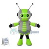 Green Robot Cartoon With Antennas Mascot Costume 