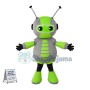 Green Robot Cartoon With Antennas Mascot Costume 