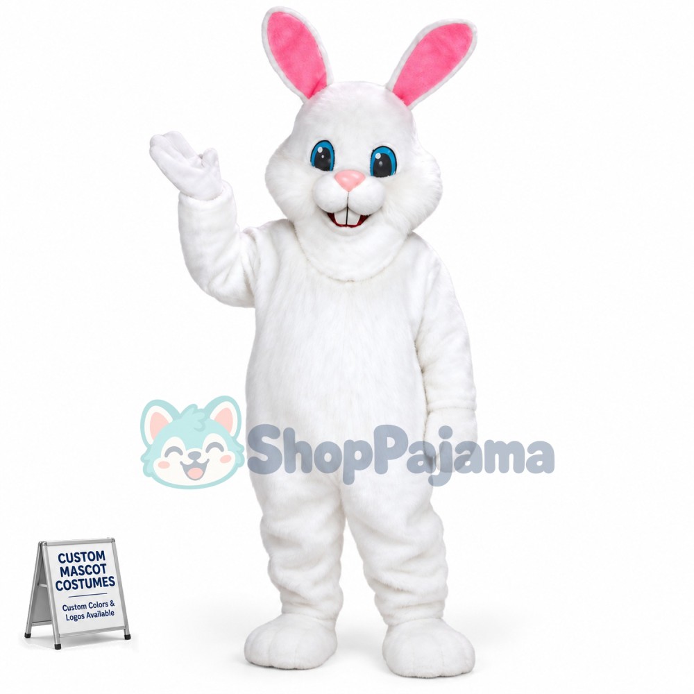 Adult Plush White Rabbit Mascot Costume 