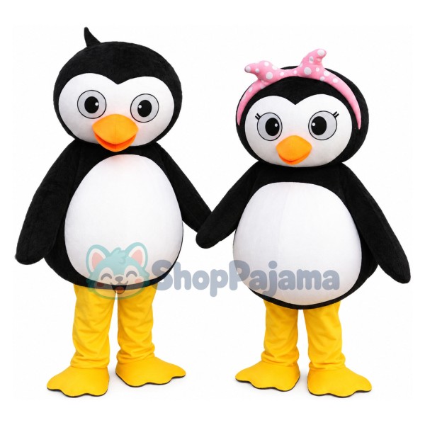 Cute Penguin Couple Mascot Cartoon Style Costume 