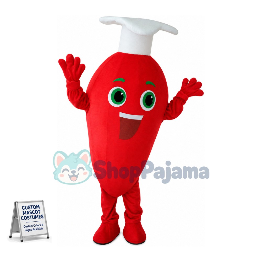 Chef Red Chili Pepper Cartoon Mascot Costume 