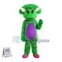 Shy Baby Bop the Bright Green Triceratops Mascot Adult Costume 
