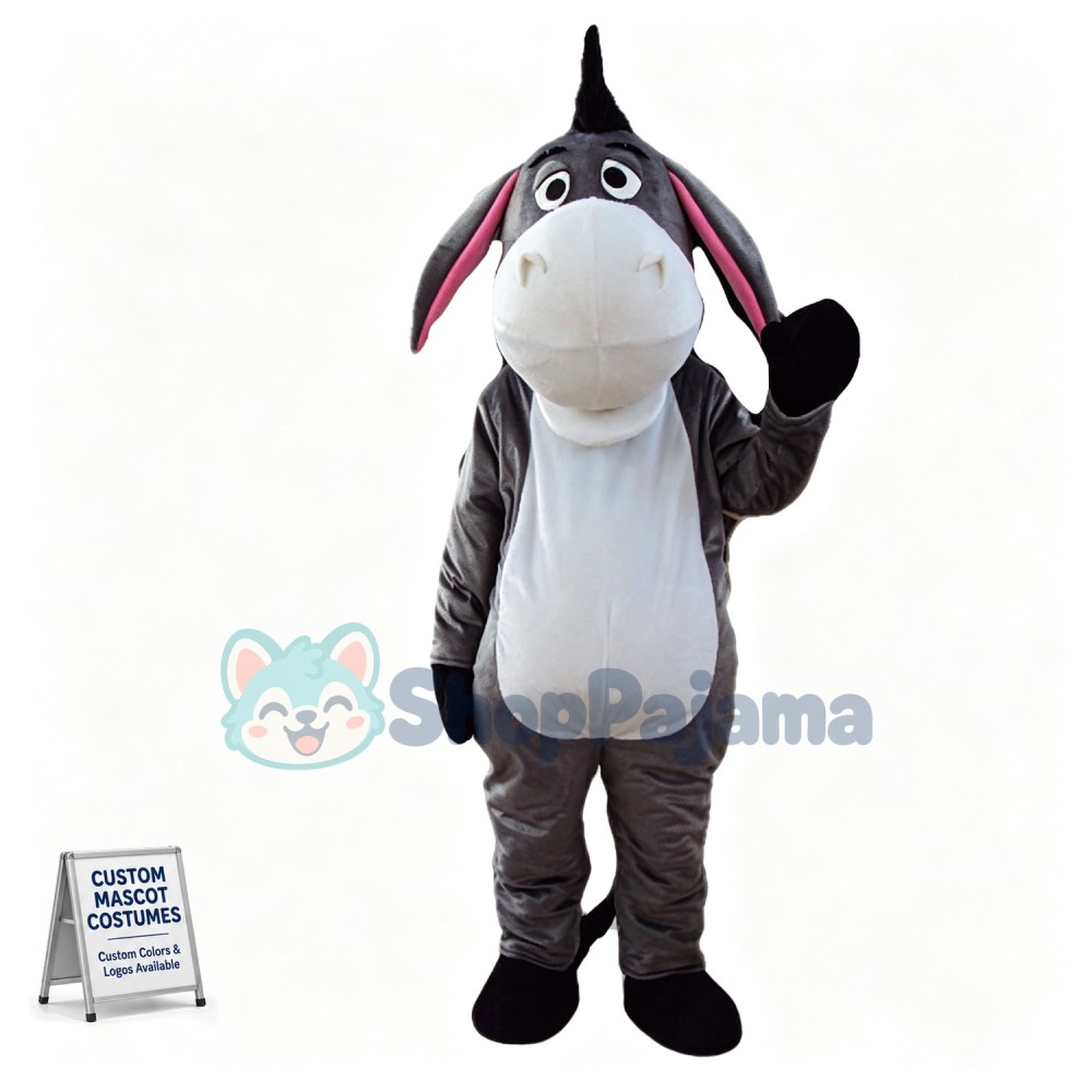Gloomy Eeyore the Grey Donkey Mascot Costume	