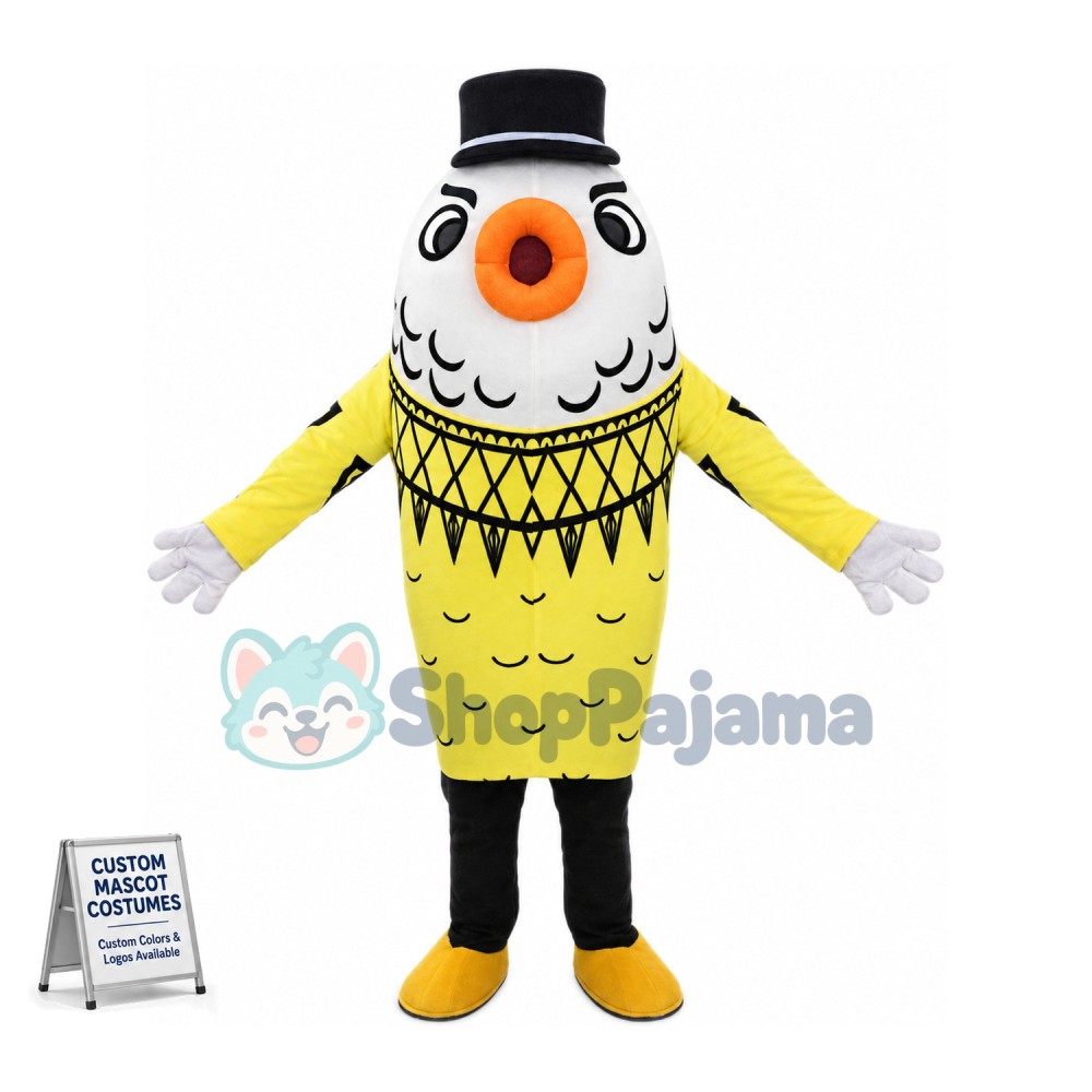 Deluxe Goldfish In Black Hat Walking Mascot Costume 