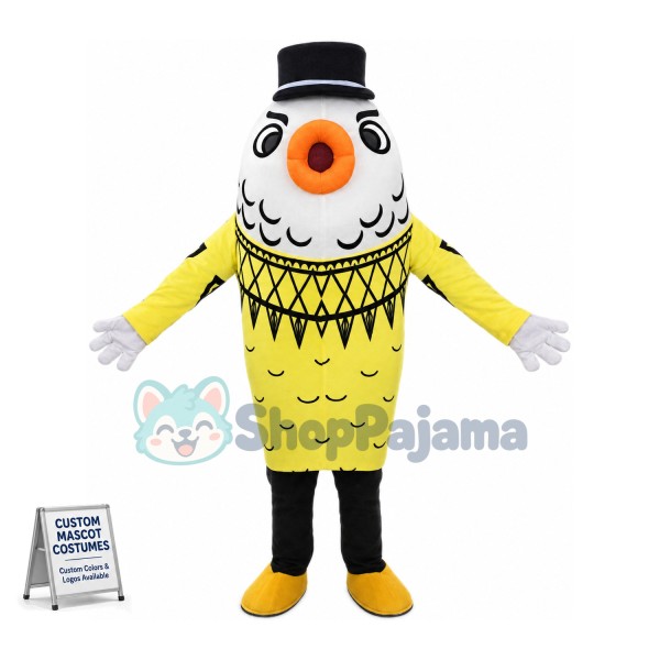 Deluxe Goldfish In Black Hat Walking Mascot Costume 