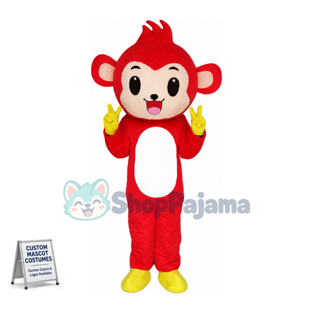 Adult Cartoon Red Monkey Mascot Costume 