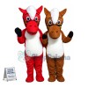 Red Pony & Brown Pony Mascot Cartoon Costume