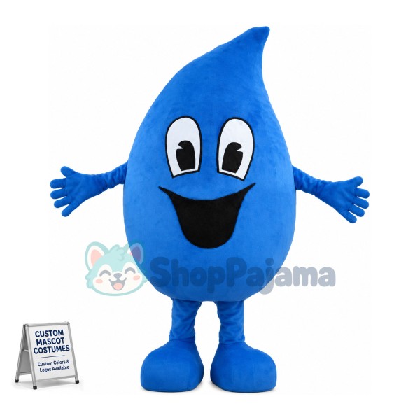 Huge Cartoon Blue Water Drop Mascot Costume	