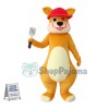 Winking Yellow Kangaroo In Red Hat Mascot Costume