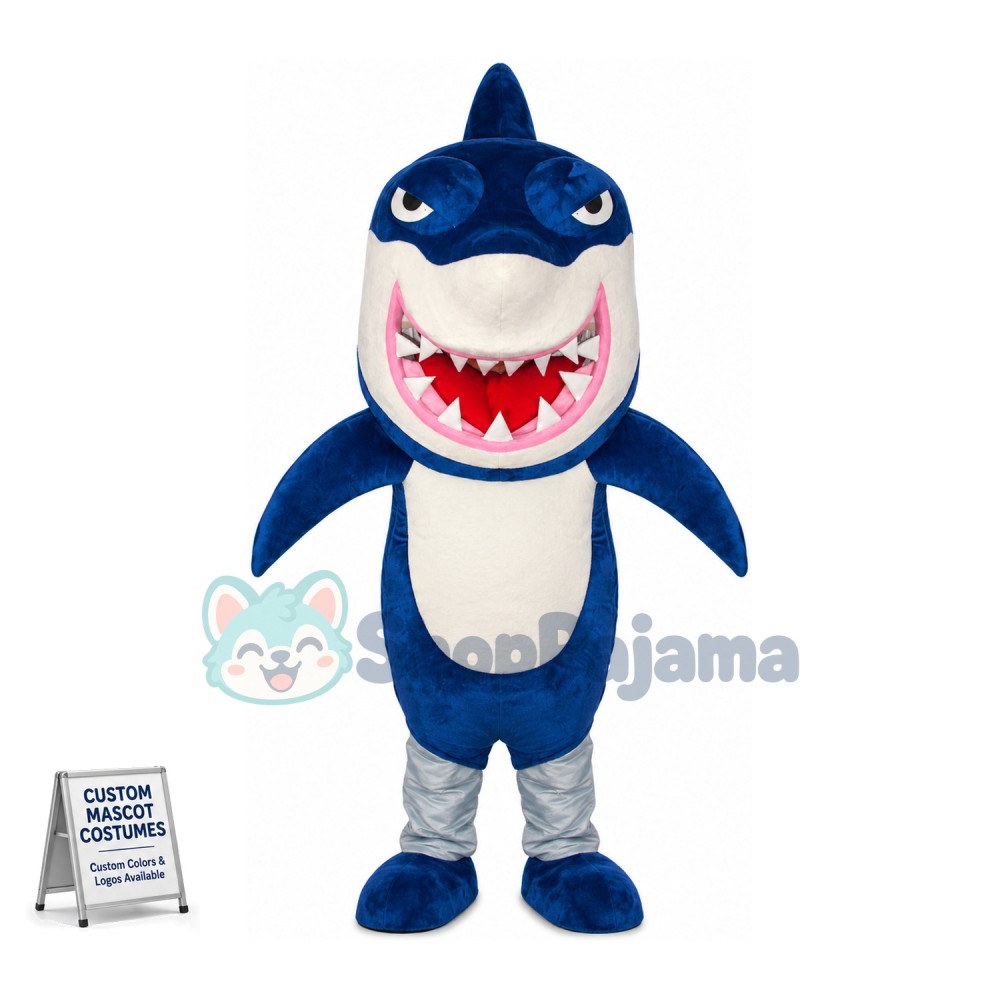 Ferocious Blue Shark Mascot Costume 
