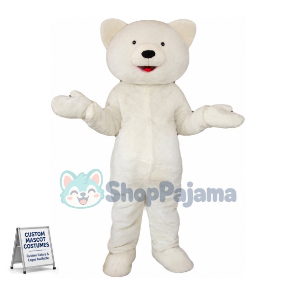 Lovely White Bear Mascot Costume For Adult