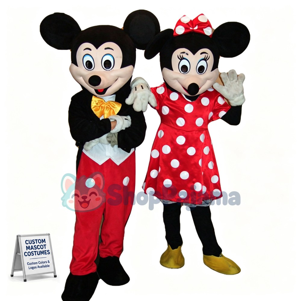 Basic Version Of Mickey Mouse & Minnie Mouse Mascot Costume	