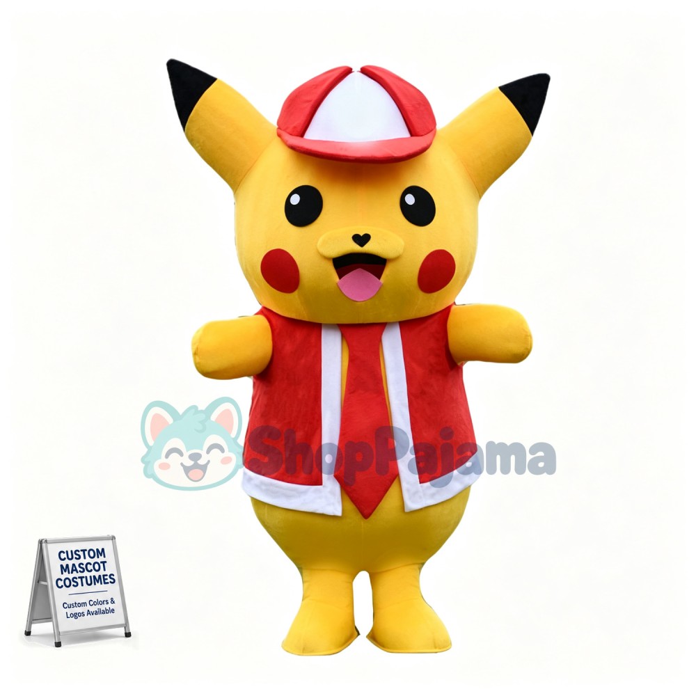 Lovely Pikachu In Red Suit Mascot Costume Pokemon Pok Mascot Costume 	