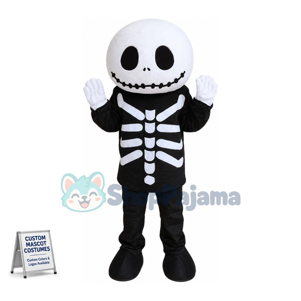 Skeleton Man Mascot Costume For Halloween Party
