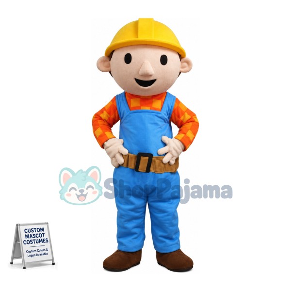 Enthusiastic Bob the Builder Mascot Costume 